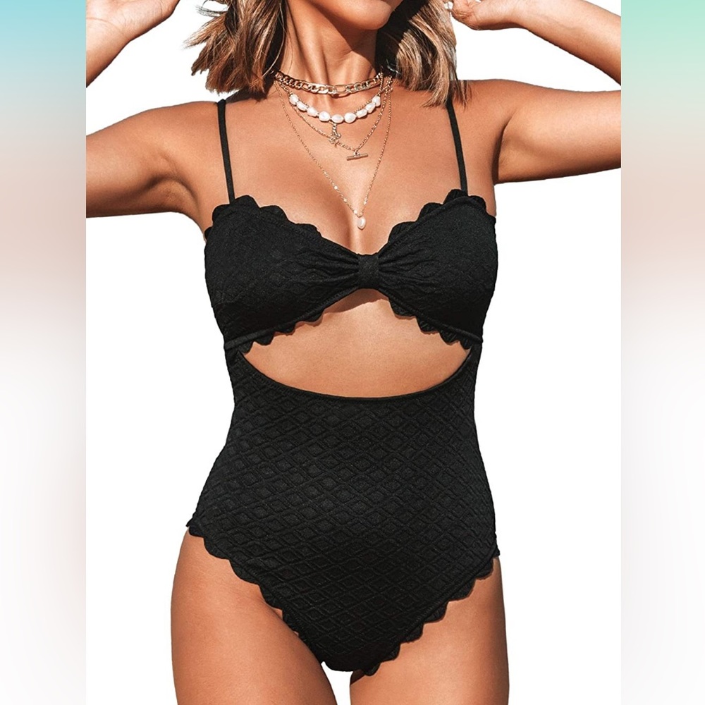 Cupshe One Piece Cut Out Scalloped Swimsuit - Various Sizes